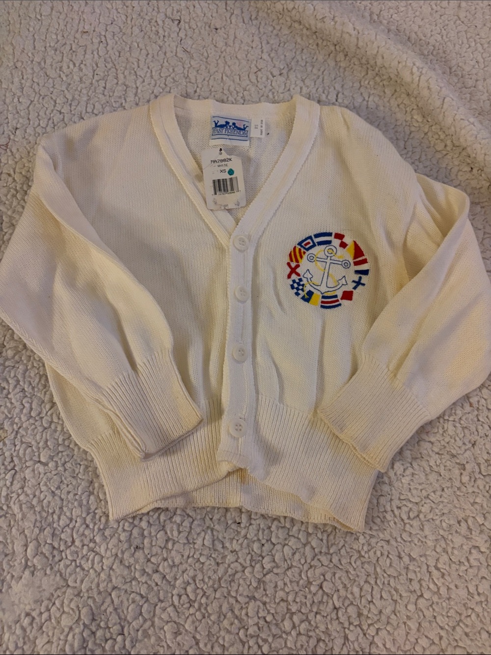 Children's Cream Nautical Anchor Cardigan Sweater